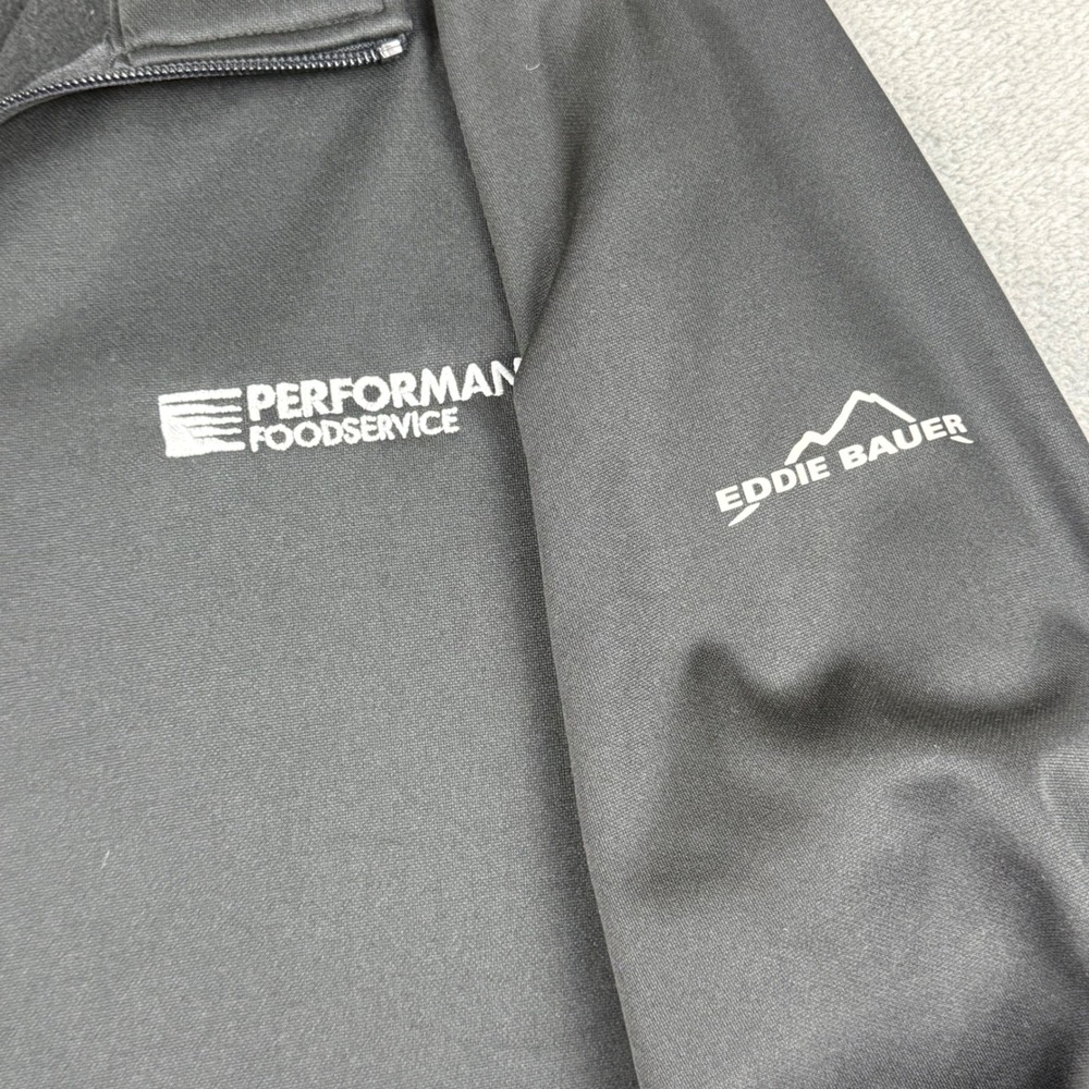 Eddie Bauer Mens 3XL Black Full Zip Performance Fleece Jacket Foodservice Logo - Picture 3 of 6